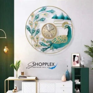 Peacock Design With Clock Metal Art CL31