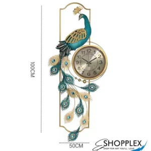 Peacock Design With Clock Metal Art CL32