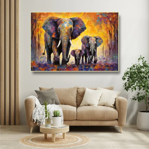 Three Elephants Canvas Art