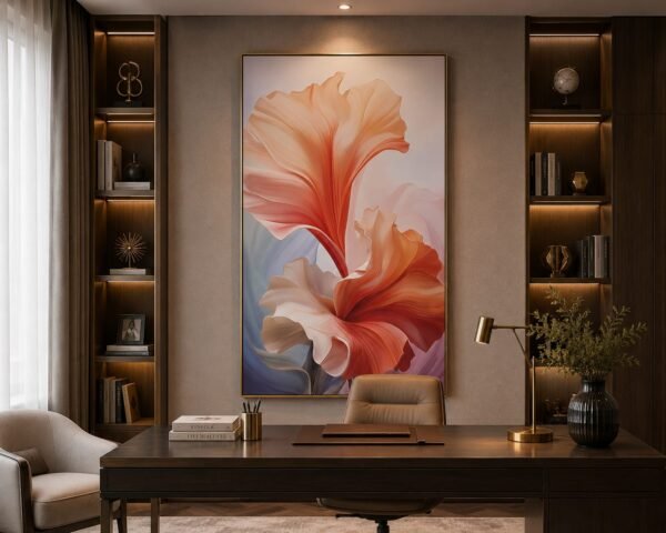 Peach Blossom Floral Leather Print Porcelain Wall Painting