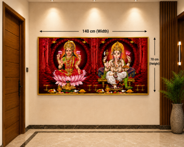Lakshmi & Ganesh Divine Blessings – Premium Aluminium Framed Porcelain Wall Art