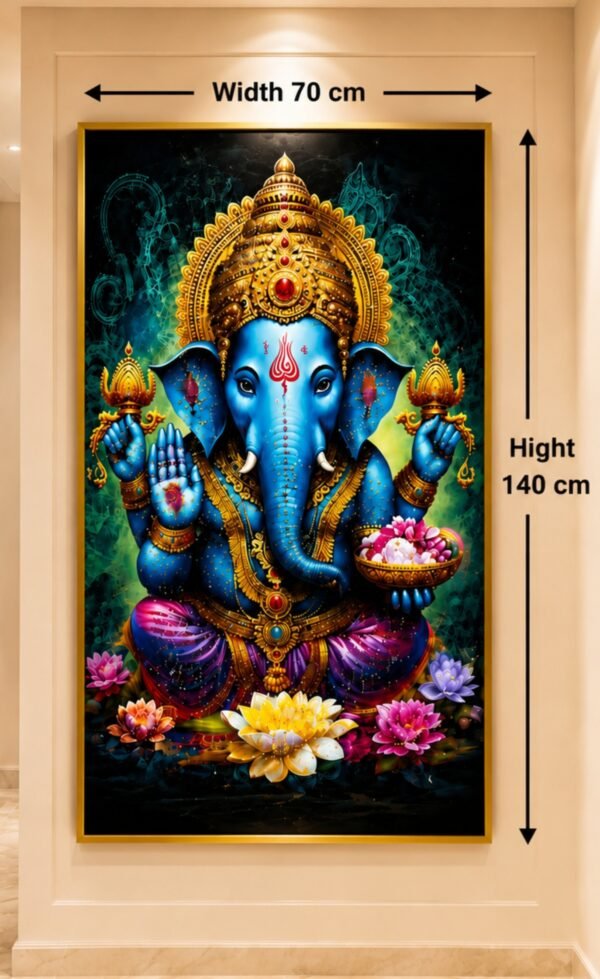 Divine Blue Ganesha – Premium Aluminium Framed Porcelain Art