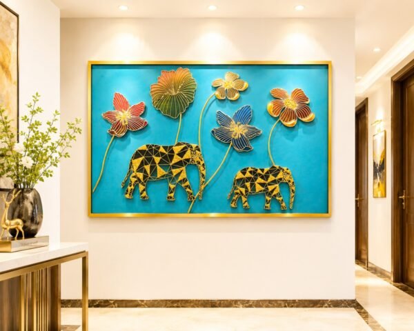 Golden Blossoms & Majestic Elephants