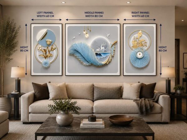 Azure Harmony – Luxury 3-Piece Modern Wall Art Set