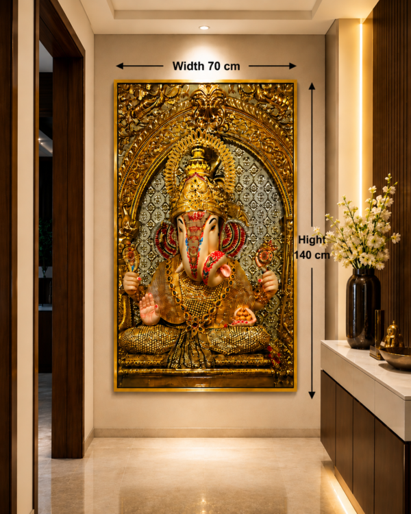 Royal Golden Ganesha – Premium Aluminium Framed Porcelain Art